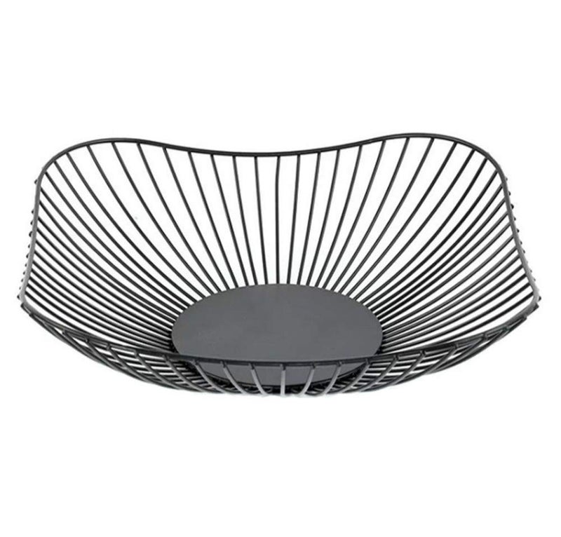 7UYUU Metal Fruit Basket - Black Fruit Bowl for Kitchen Counter - Wire Storage Basket for Vegetable Snack Candy - Square Fruit Holder for Countertop - 10 Inches (Square) - Image 1